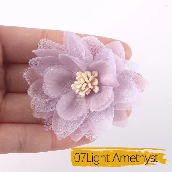 Flores decorativas 10pcs 7,5 cm de tecido multicamada de chiffon artes