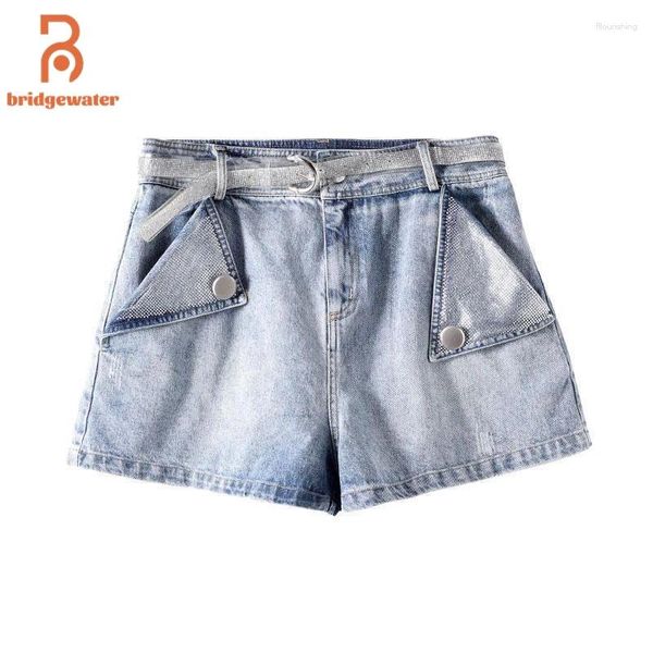 Женские джинсы Bridgewater Летний страх -хрупкий пояс для джинсовой шорты женщин с высокой талией прямой корейская модная уличная одежда мешковаты