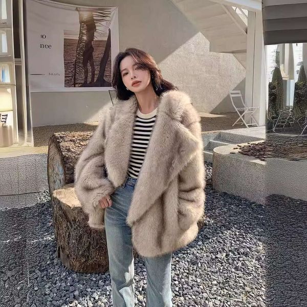 Marca gradiente di moda lussuoso color animala giacca da pelliccia in finta pelliccia da donna inverno sciolto oversize lungo soffice cappotto da soprabito