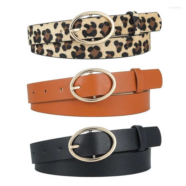 Cintos da cintura feminina de leopardo PU Choice Leather Ligante de fivela de fivela Decoração de jeans Adequado para desgaste diário Hip Hop