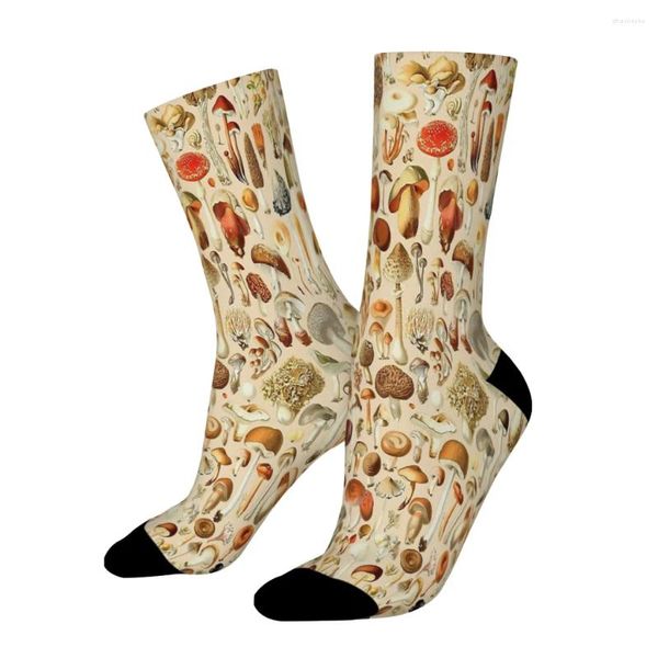 Erkek Çoraplar Vintage Tasarımlar Koleksiyon Mantar Mantarları Orman Düz Erkek Erkek Kadın Kış Çorapları Polyester Harajuku