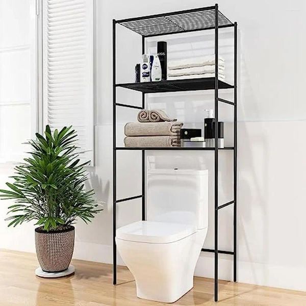 Aufbewahrungsboxen 3-Tier-Bad Organizer Regal über der Toilette freistehender Raumsparungsstand mit Anti-Tip-Kit wasserdicht multifunktional