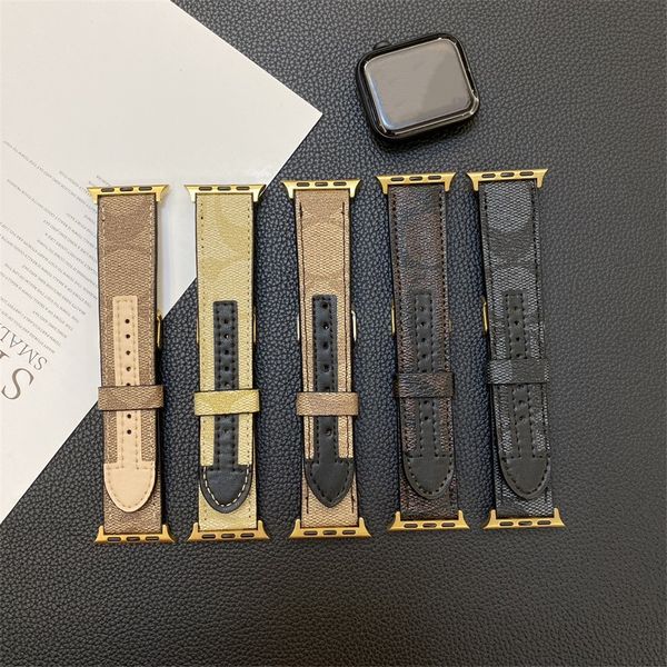 Designer Apple Watch Band 38mm 40 41 42 44 45mm 49 mm Orologi in pelle di fiore cinturino per iwatch 8 7 6 5 4 Se Serie SE Luxury Designer Watchbands colorate