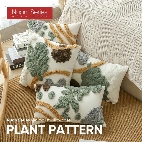 Cuscino 1pc 45x45/30x50 Modello di pianta in cotone Green Cover Green Cover di divano soggiorno Pillowcase per arredamento per la casa serie Nuan