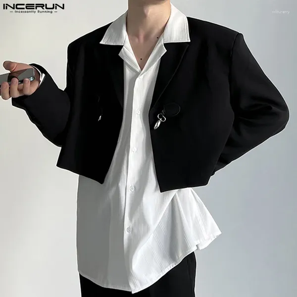 Erkekler Suits Incerun Üstler 2024 Kore tarzı yakışıklı erkekler gevşek rahat tasarım takım elbise katlar gündelik sokak kıyafeti uzun kollu blazer s-5xl