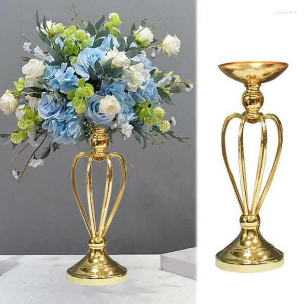 Kerzenhalter Fashion Metal Flower Ständer Hochzeit Mittelstücke Laternenpfad Halter Gold Vase Party Table Dekorationen Requisiten