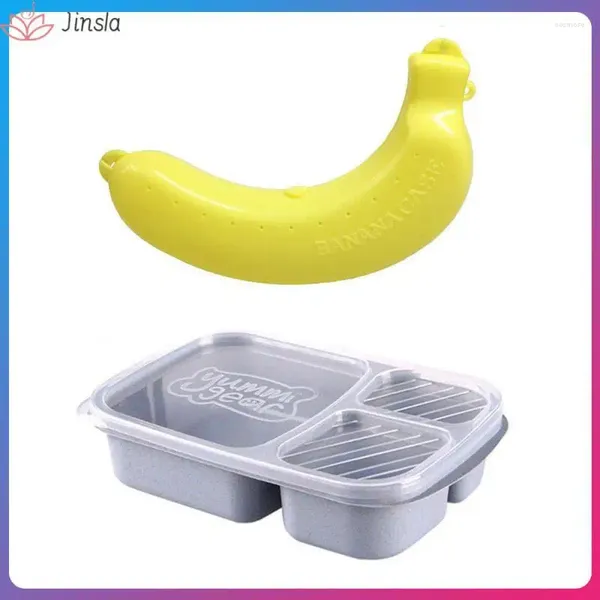 Caixa de talheres de trigo de utensílios de jantar fácil de limpar a lanchonete de armazenamento de frutas quadradas/barril de isolamento/panela de isolamento Banana