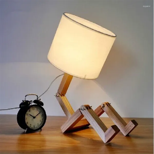 Lampade da tavolo Little Legno Lampada in legno in legno Sust Humanoid Light per soggiorno camera da letto letto per interni Decorative Night Stand