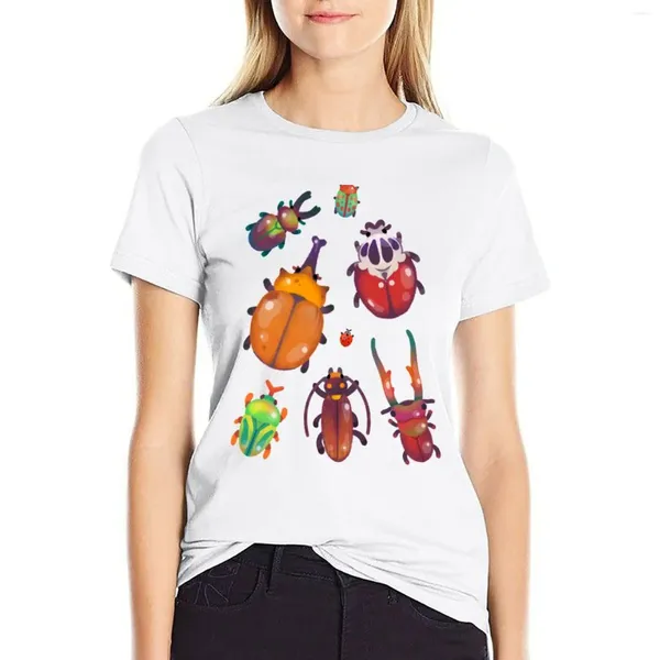 Женские половые жуки-пастельная футболка милые топы