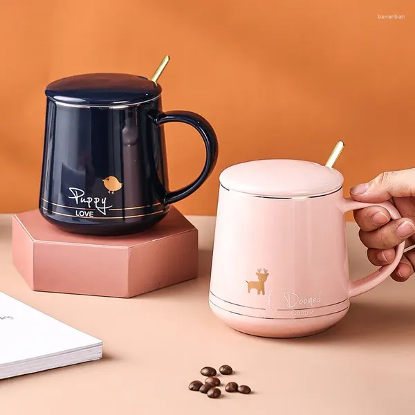 Tazze tazze per la colazione in stile europeo creativa tazza in ceramica fresca con ufficio per ufficio uomini e donne innaffiano grande capacità