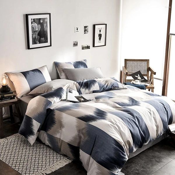 Bedding Define Modern British Minimalist Style Cotton Bohemia Printing Digital 4pcs Tampa de edredão Fronhas de linho