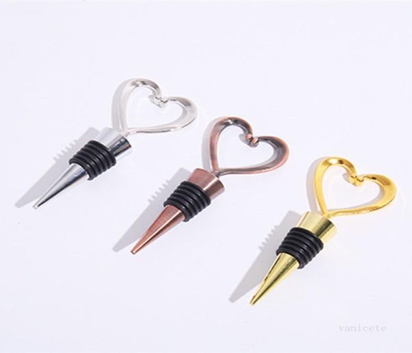 Champagne Shape of Love Metal Wine Bottle Stopper Rose Gold Silver Silver Heart Heart Fool Stopper Tools Kitchen Tools T2I523479824