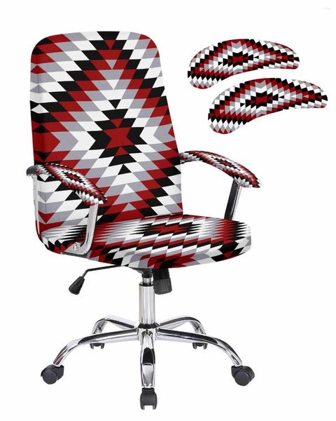 Крышка стулья Bohemian Aztec Red Texture Elastic Office Office Cover Gaming Computer Commchair Protector Seat