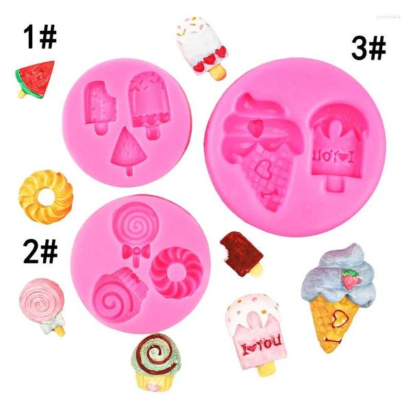 Moldes de cozimento Diy Stick Ice Cream Crystal Drop Gel Gel Silicone Mold Keychain fabricando acessórios de caixa de telefone 15-1077