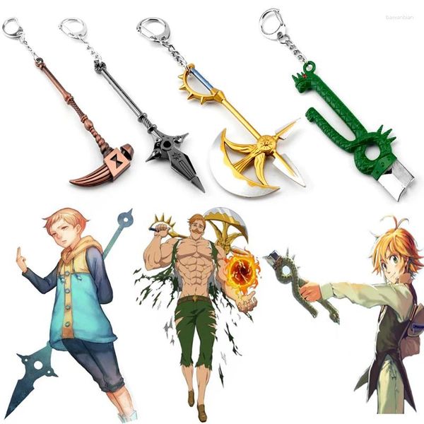 Party liefert Anime die sieben tödlichen Sünden Escanor Rhitta Keychain Nanatsu no Taizai Axt Flaschenöffner Anhänger Key Ring für Männer Geschenk Schmuck Schmuck