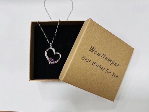Подвесные ожерелья Wowhumpar Fashion Heart для женщин Индивидуальная 2 -й камень для матери подарка бабушка бабушка мама мама