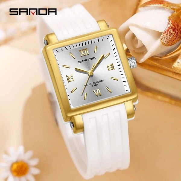 Relógios de pulso Sanda 3208 Quartz Watch for Men and Women Korean Square Fashion Imperperperate Electronic