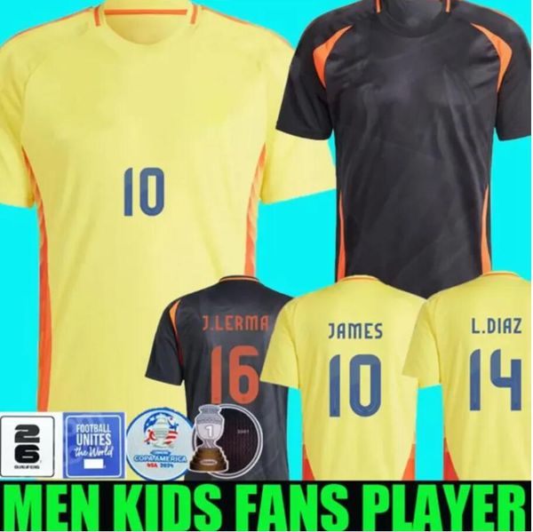 2024 25 Kolombiya Uzak Futbol Formaları Copa America 24 25 Falcao James Ev Futbol Gömlek Cuadrado Milli Takım Erkek Çocuk Kiti Camiseta De Futbol Maillot S-2XL Üniforma