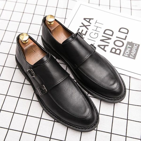 Vestido Sapatos 2024 Trend Casual Men Plus Tamanho 45 46 47 para Monk Monk Strap Black Black Brown Brown Party Man