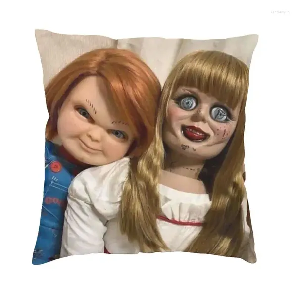 Kissen Chucky und Annabelle Deckungen 45x45 Samt Horror -TV -Film Wurfkoffer für Autoquadrat -Kissenbezug Schlafzimmer Dekoration