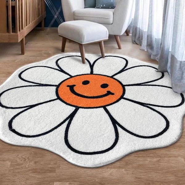 Tappeti carini tappeto fiore rosa camera da letto sorriso floreale round soggiorno assorbente tavolino da caffè soffice