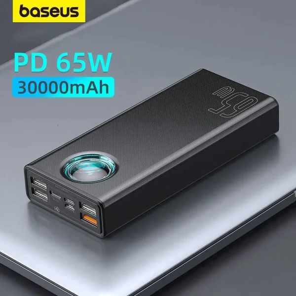 Basis 65W Power Bank 30000MAH PD Schnellgebühr SCP Powerbank Tragbares externes Ladegerät für Smartphone -Laptop -Tablet 240510