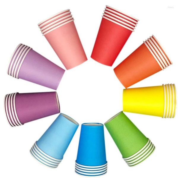 Copas descartáveis palhas 8pcs Party Paper Cup 12 Color Homary Coffee Kitchenware Decoração de decoração de casa Casamento 2024