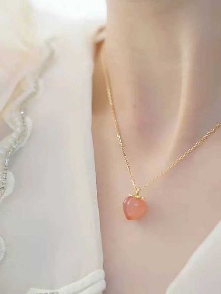 Anhänger Halsketten Minar Romantische Mehrfach rosa Naturstein Pfirsich Pendelland Halskette für Frauen Süßwasserperlen Perlen Ketten Chokers Halsketten Geschenk