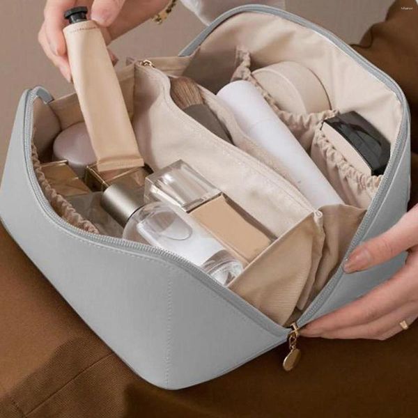 Aufbewahrungstaschen PU Kosmetische Tasche Große Toilettenbeutel Geldbeutel Nagellack Maniküre Tragetasche Reisefälle für Frauen Mädchen