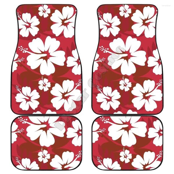 Tappeti rossi tappetini da pavimento in auto floreale rossa ALOHA Modello stampato 3D adatto per la maggior parte degli anti -slip colorati 02