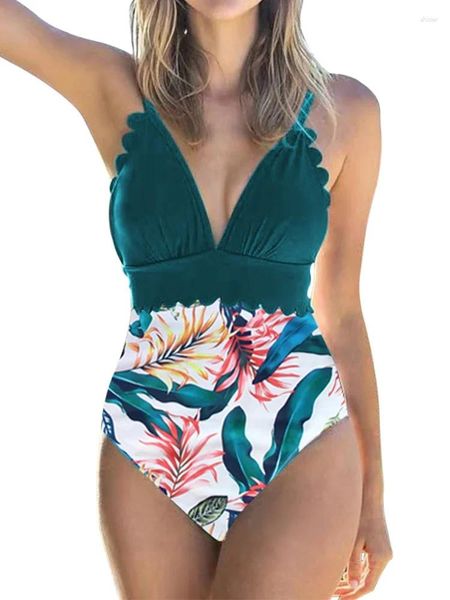 Da bagno da bagno ad alta vita Donne con costume da bagno un pezzo sexy a v-scollo spingta a metà cape caprapassino abito da bagno da bagno monokini brasiliano da spiaggia