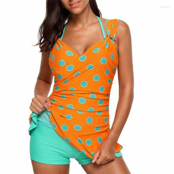 Swimwear femminile Deka Donne Dot Dot Tankini Set Girl Stampa da bagno a due pezzi Shorts di grandi dimensioni cortose