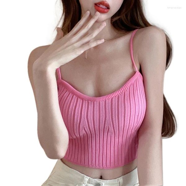 Tank da donna Donne Donne Summer Munked Tops cinghie femmine Camisole Cinetta senza maniche rosa grigio nero giubbotto bianco