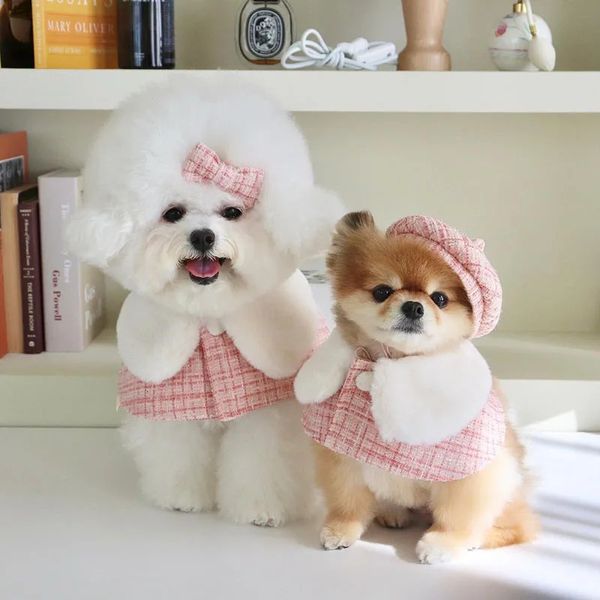 Cães pequenos fofos capa rosa capa quente colarinho de cachorro gato de cachorro de cachorro de cachorro