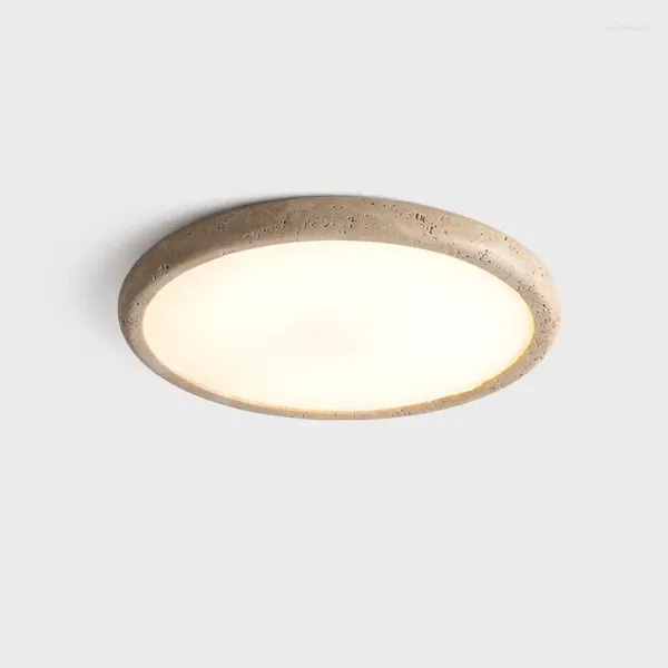 Luzes de teto Retro redondo forma de disco de pedra natural decoração de lâmpada LED LUZ LIGH