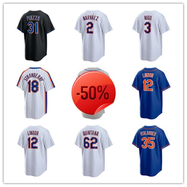 New Custom York Mets Baseball Jerseys Mike Piazza 18 Darrryl Strawberry 41 Tom Seaver 48 Jacob Degrom 39 Эдвин Диас 30 Джейк Дикман 35 Адриан Хаузер 52 Хорхе Лопес