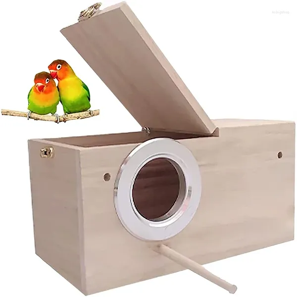 Colarinhos de cachorro penteet ninho caixa de pássaro gaiola com criação de madeira de pinheiro natural para periquito cockatiel conure papagaio ovo