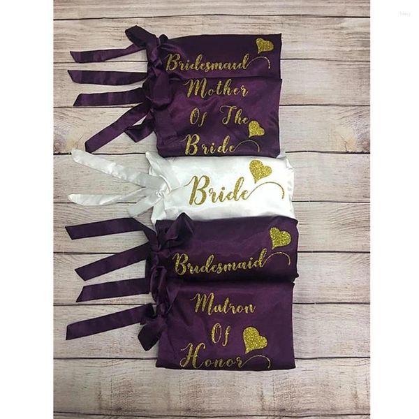 Stiprise di festa Personalizzati Bachelorette Bachelorette Bridesmaid Bride Satin Pajamas abiti Maid of Hono