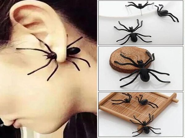 Figurinos de decoração de Halloween para mulher para mulher 3D Creepy Black Spider Earrings Haloween Party DIY DecorationStud2491233