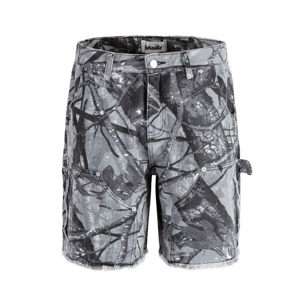 Sommermann Outdoor Multi -Taschen -Vintage Branch Camo Shorts Camouflage Overalls Herren lässiger geradlinige Hosen Fracht Kurzknie Länge