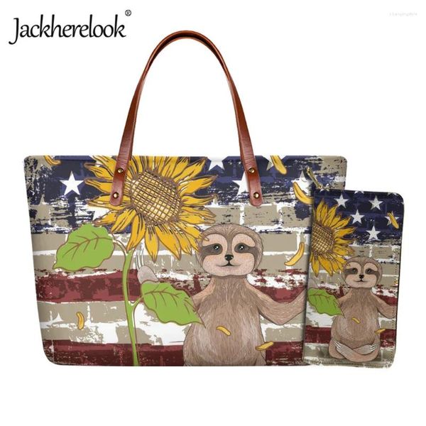 Borse da sera jackherelook carina bandiera americana Animal Design floreale Donne's Handle Borse Set Female Coin Borse for Women