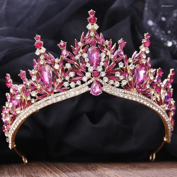 Clip per capelli Diezi Eleganti barocco barocco a 10 colori rosa viola viola blu cristallo verde tiara per donne nozze per ragazze accessori corona feste