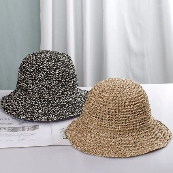 Berets 2024 Farbmischung Einfachheit Caps Damen Sommerhut Cap Stroh Golf Sonne Hats Herren Panama Beach Frauen