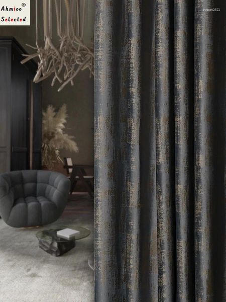 Vorhang grauer Samt bronzierende Blackout-Vorhänge für lebende Esszimmer Schlafzimmer leichte Luxus einfach moderne dicke High-End-Fenster-Drape