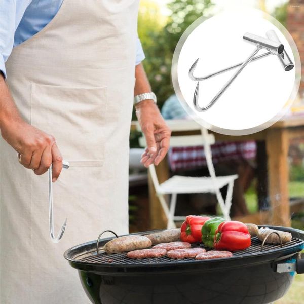 Armazenamento de cozinha 2 PCs T-HOOK Butcher Shop Tool Frowal Roaster ganha carne com maçaneta curta Fry Pan Pan