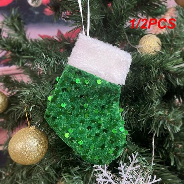Decorações de Natal 1/2pcs decoração portátil de grande capacidade ferve a atmosfera festiva para presentes para a pele de meias de lantejoulas