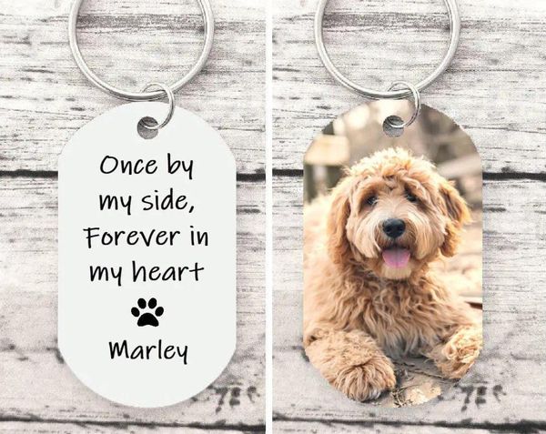 Dog Tag Pet Memorial Gift Remembrance Sympathy for Loss of Cat Personalized Portrait da PO una volta dalla mia catena chiave Side Custom