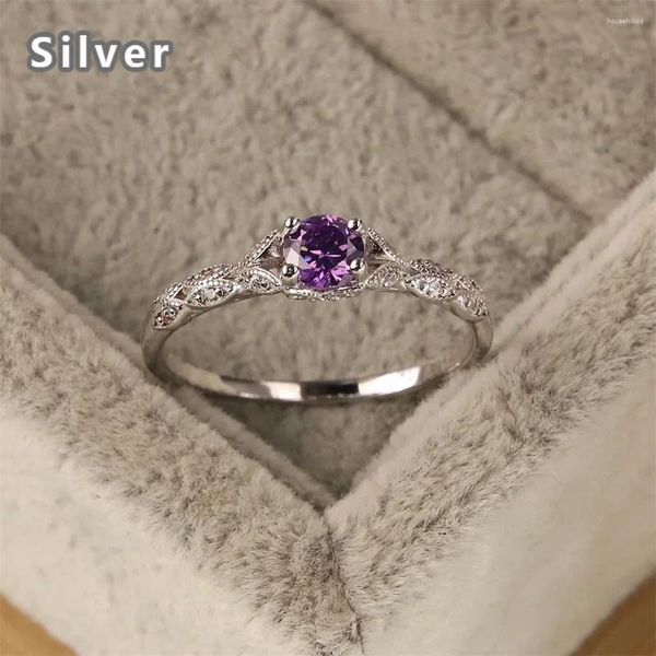 Clusterringe in Europa und Amerika Mode 925 Sterling Silber hoher kostbarer Rattan Ring Platin Zirkon mysteriöser Amethysten Schmuck