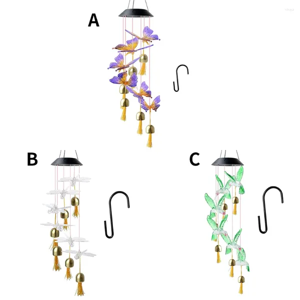 Dekoratif figürinler rüzgar çantası hafif güneş enerjisi kuş LED rüzgar chime ip65 su geçirmez dekorasyon lambası tip 3