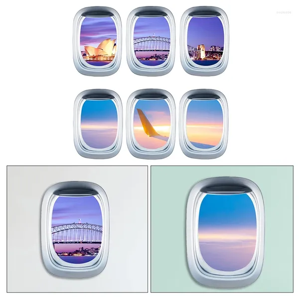 Fensteraufkleber 3d Bullauge Flugzeug Sydney Gebäude Nacht Landschaft DIY Art Wall Decals Home Childrens Room Wanddekoration